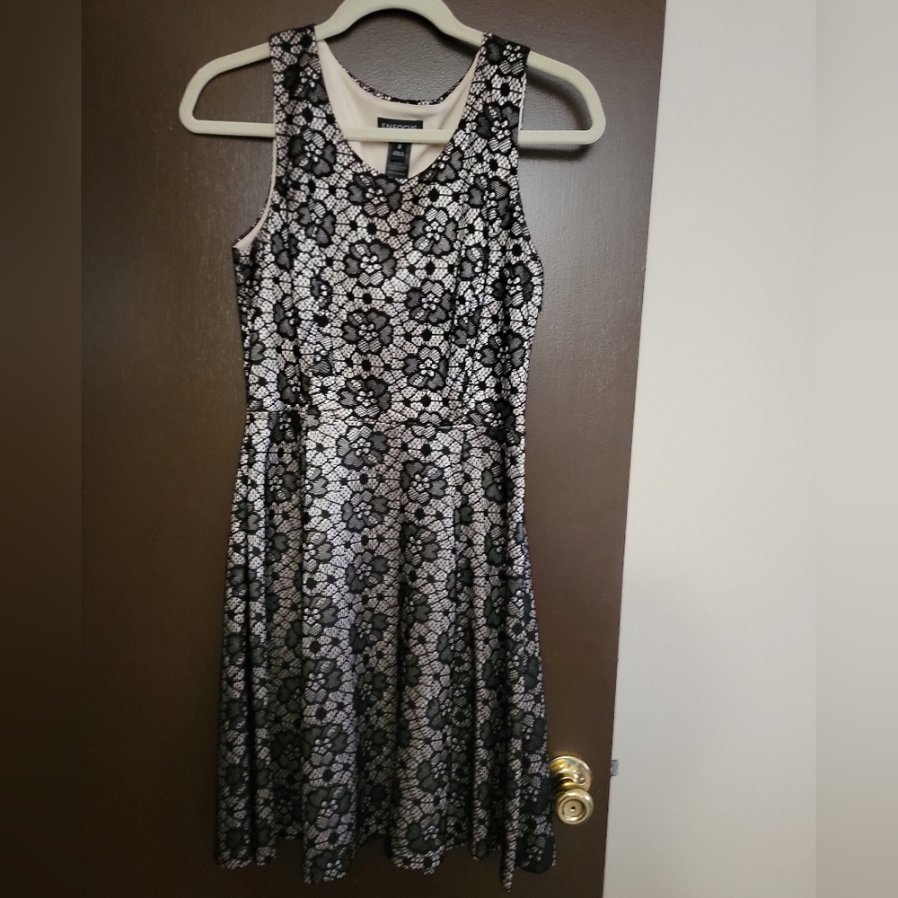 ENFOCUS STUDIO dress, floral, black and golden shimmery/tan